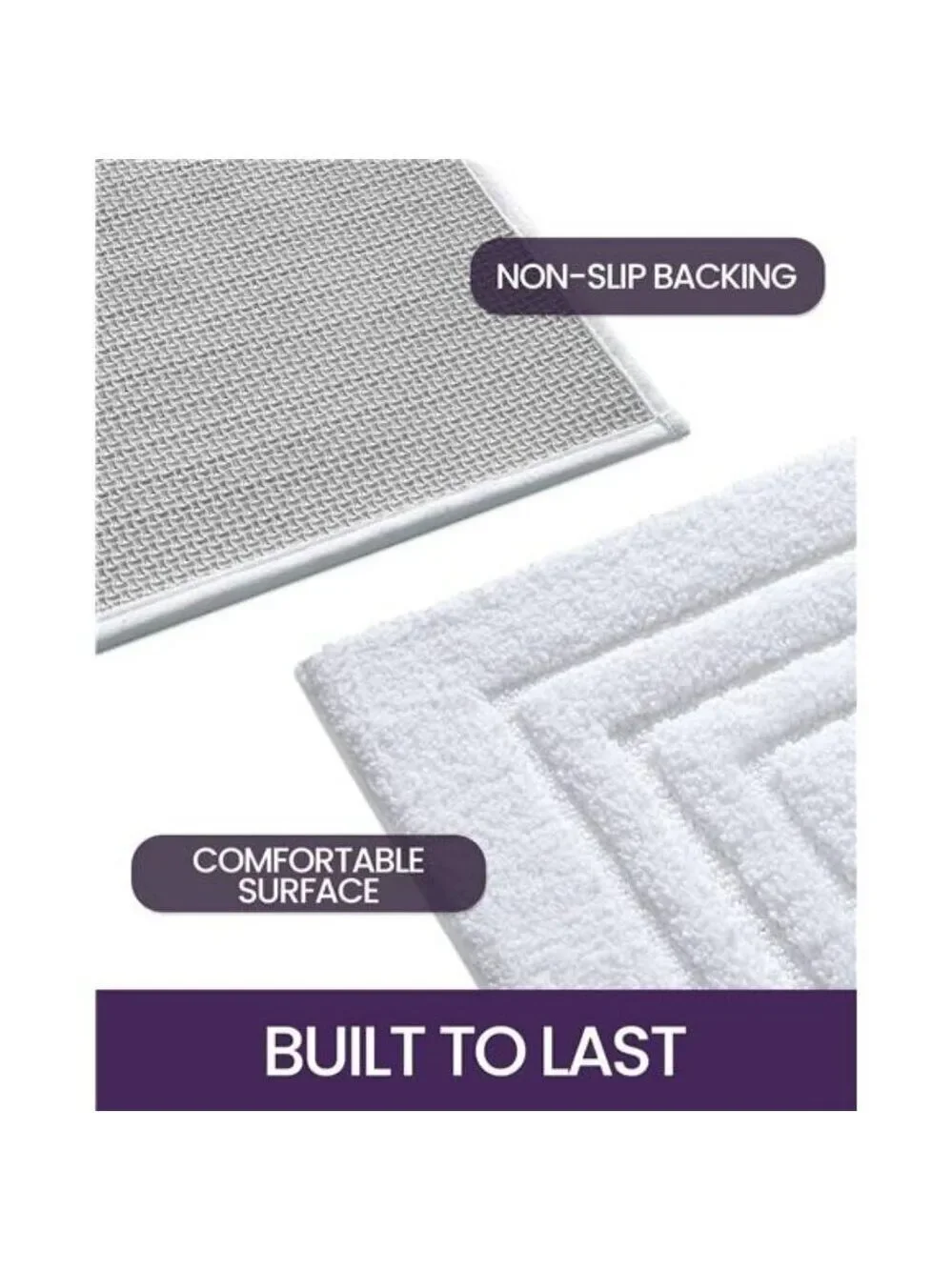DEXI White Bathroom Rug 24x16 Non Slip Quick Dry Soft Microfiber Bath Mat